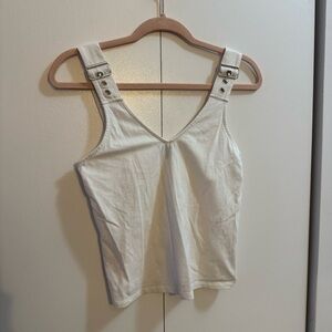 Express White Tank Top with Buckle Straps